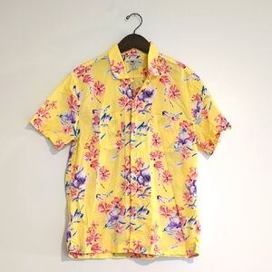 J. Crew Yellow Floral Men's Hawaiian Shirt M